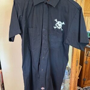 Dickies Black Casual Skull Button Down Shirt